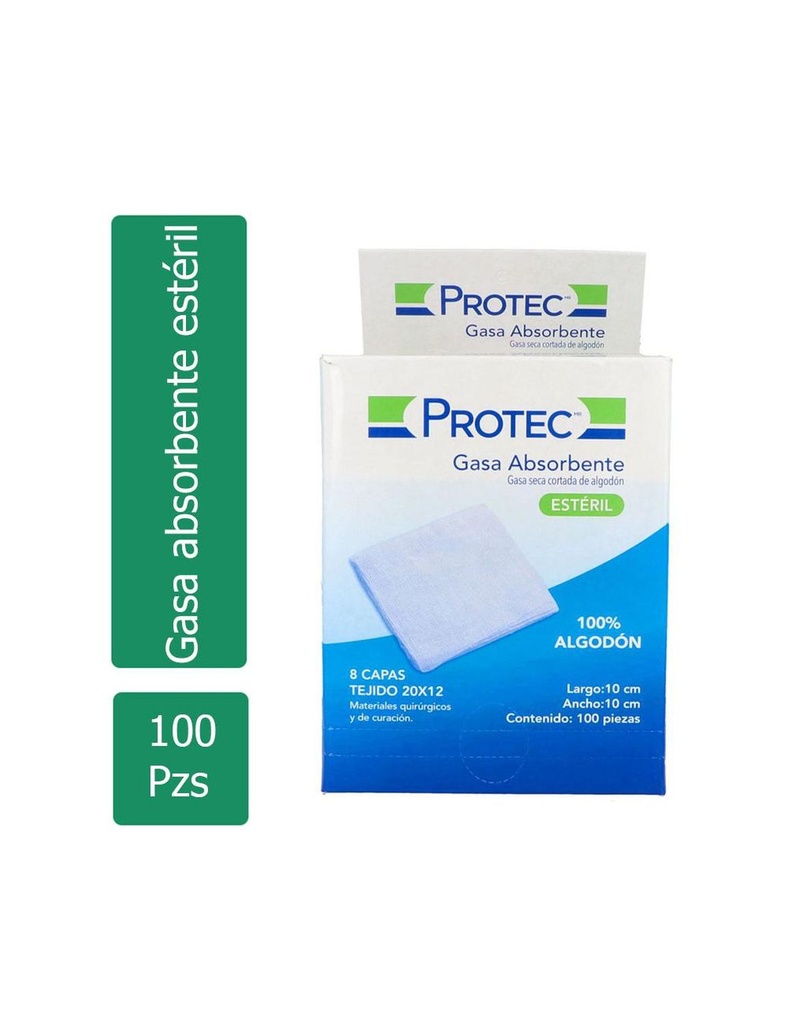 Gasa Estéril Protec 10X10 Cm 100 Piezas 