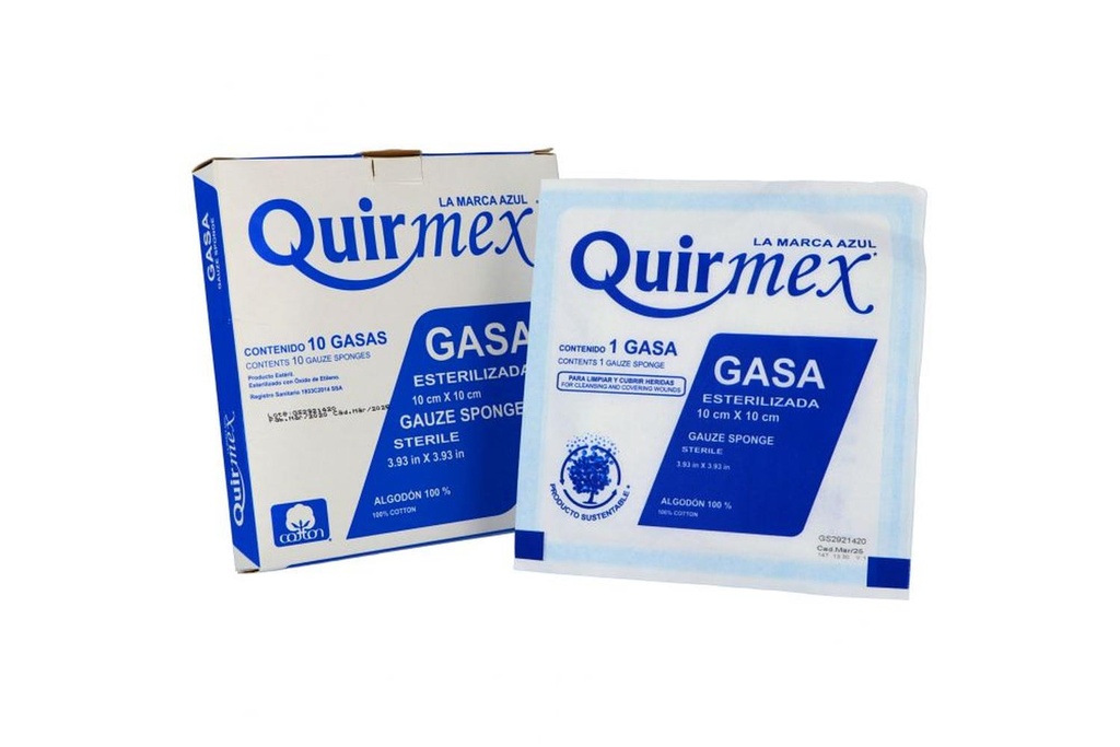 Gasa Esterilizada Quirmex 10X10 Cm 10 Piezas 