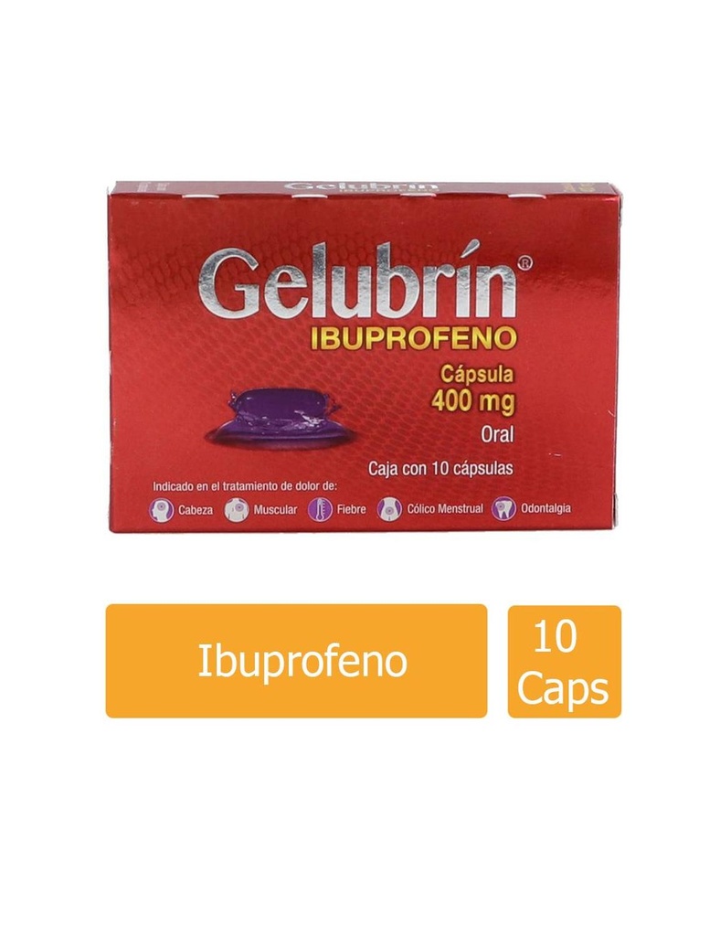 [7503008344785] Gelubrín Ibuprofeno 400 Mg 10 Cápsulas Genérico Progela 