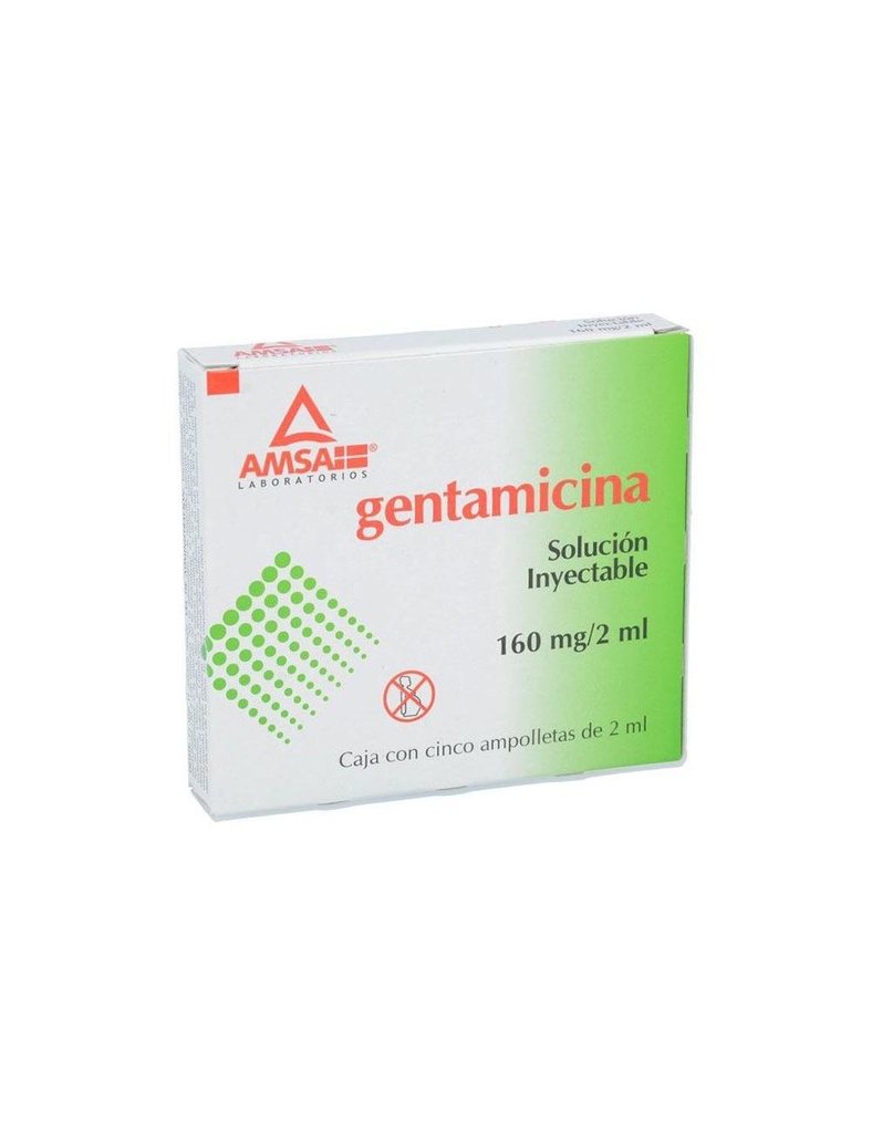 [7501349026094] Gentamicina 160 Mg 5 Ampolletas 2 Ml Genérico Amsa 