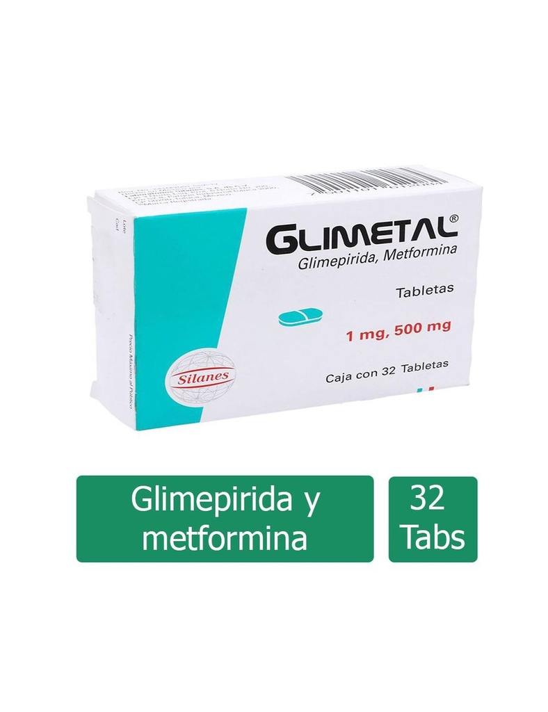 Glimetal 500/1 Mg 32 Tabletas 