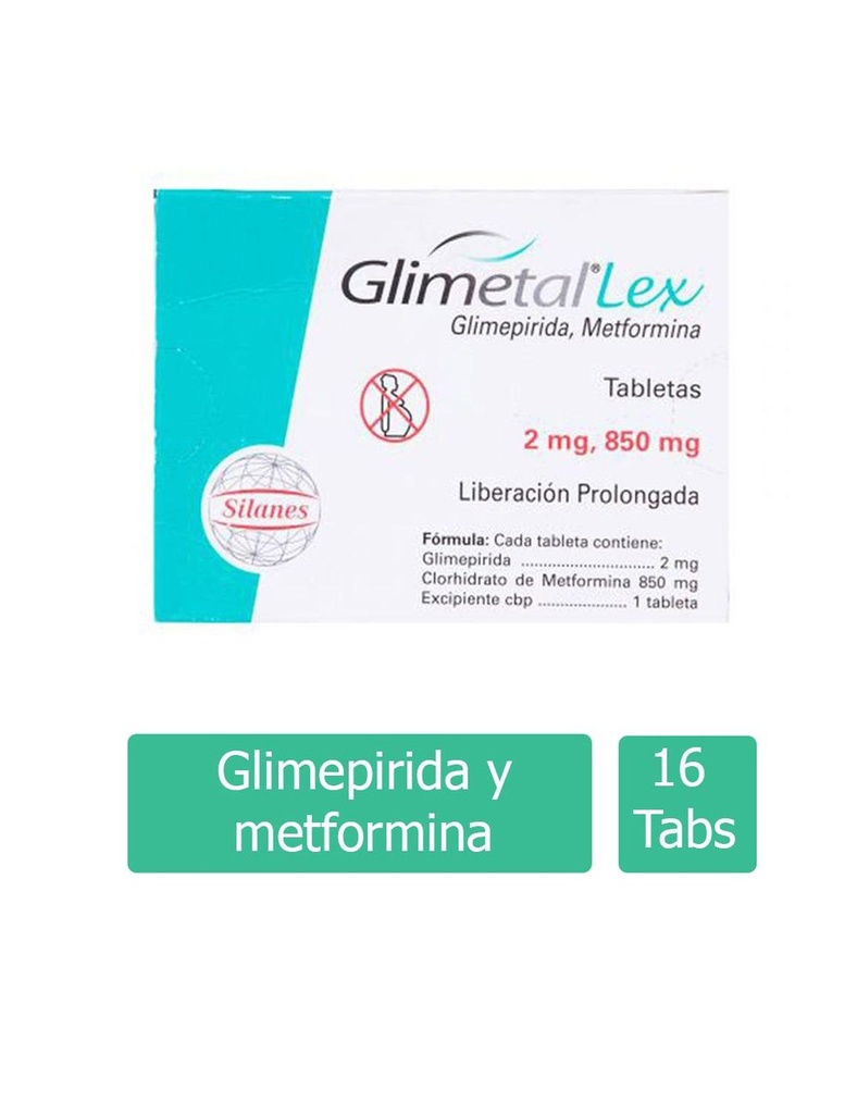 Glimetal Lex 850/2 Mg 16 Tabletas 