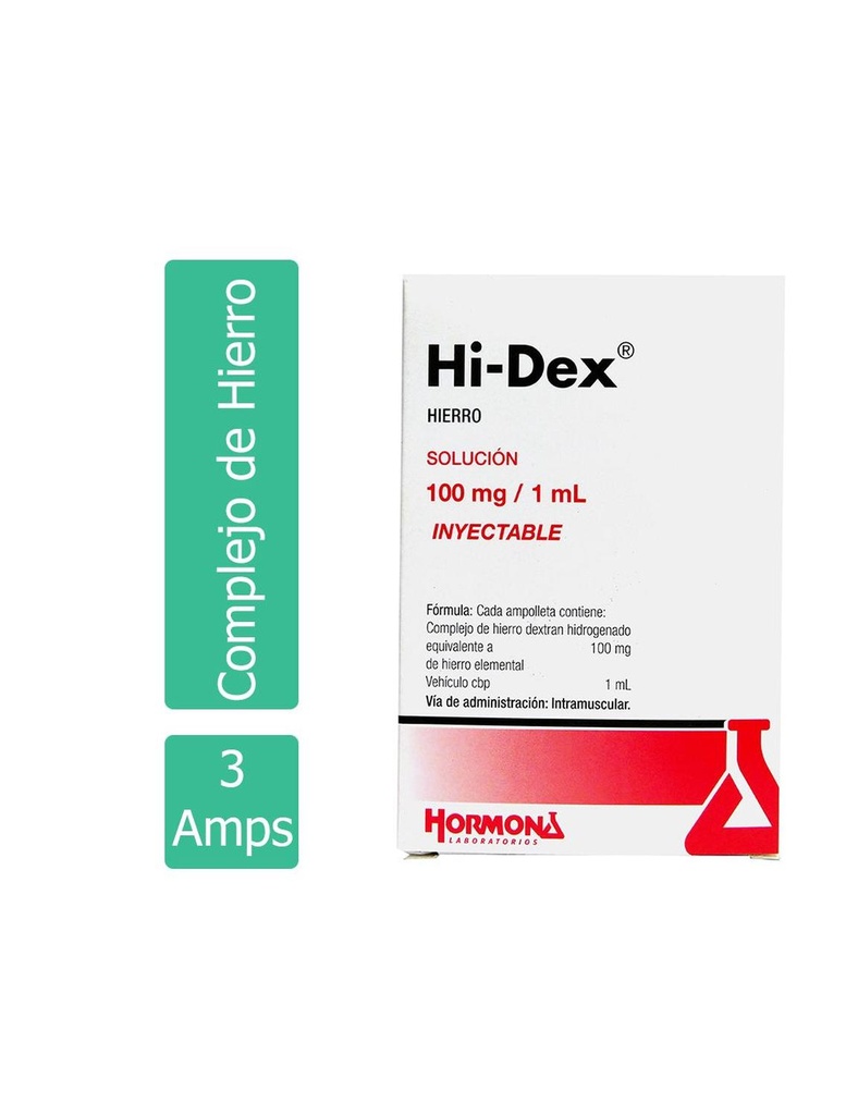 Hi-Dex IM 100 Mg 3 Ampolletas 1 Ml 