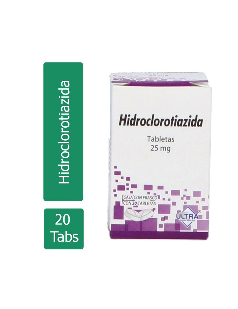 Hidroclorotiazida 25 Mg 20 Tabletas Genérico Ultra Lab 