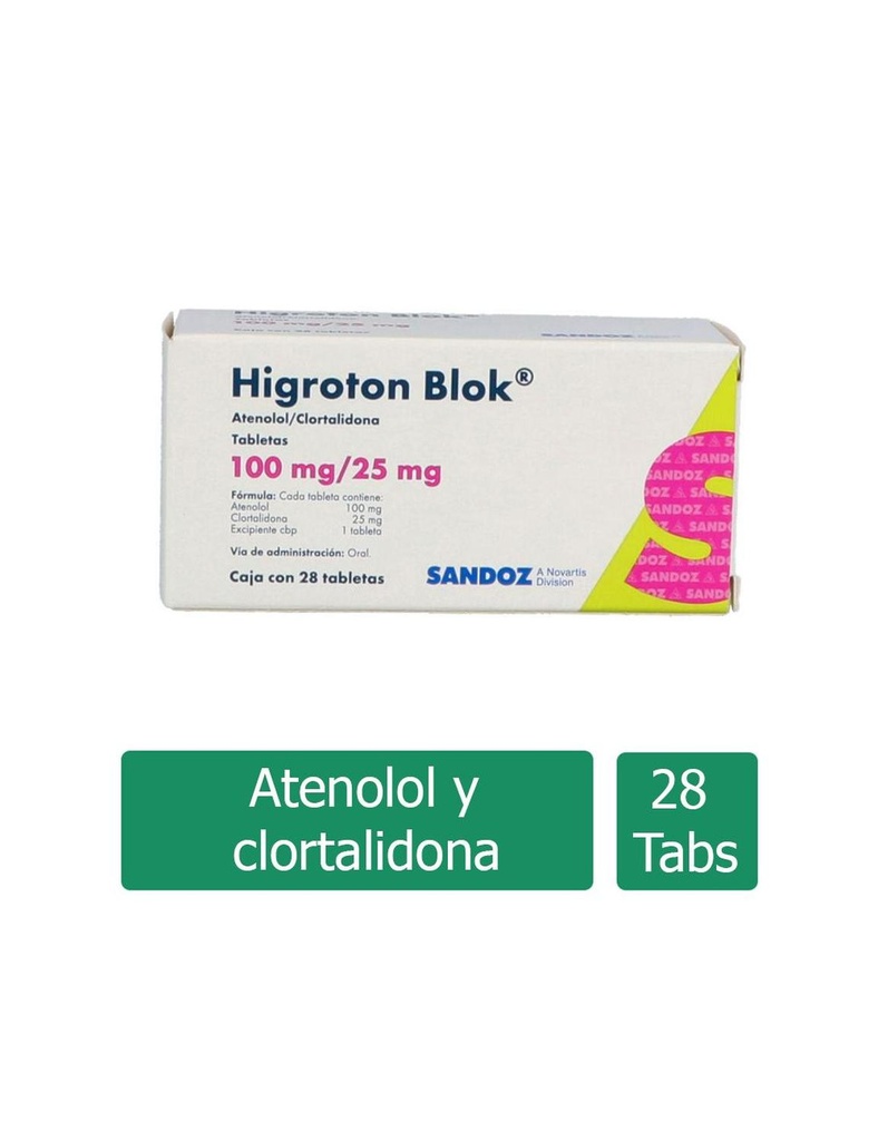 Higroton Blok 100/25 Mg 28 Tabletas 