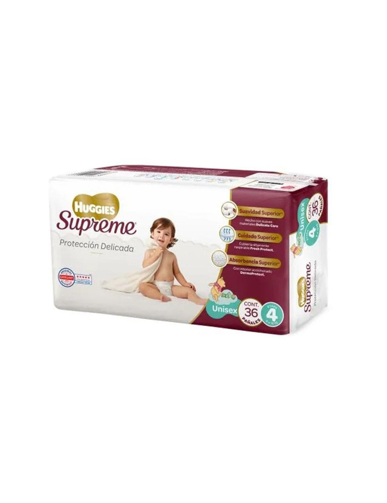 Pañal Huggies Supreme Unisex Etapa 4 36 Piezas 