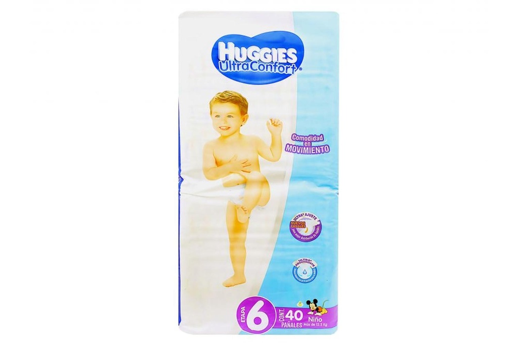Pañal Huggies Ultra Confort Niño Etapa 6 40 Piezas 
