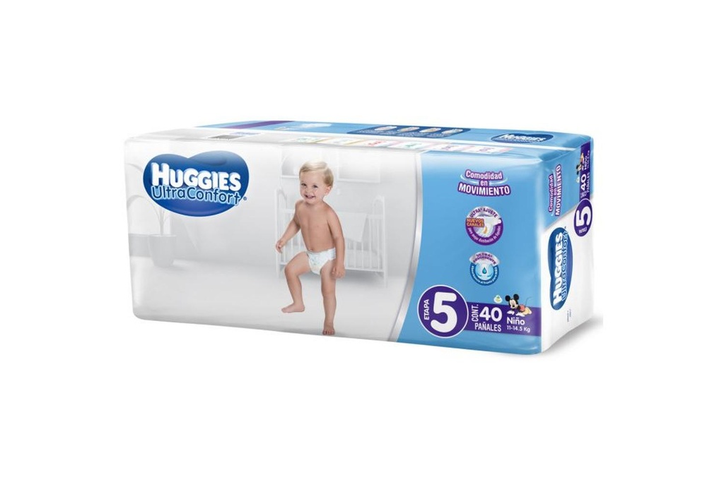 Pañal Huggies Ultra Confort Niño Etapa 5 40 Piezas 