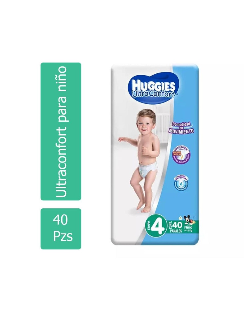Pañal Huggies Ultra Confort Niño Etapa 4 40 Piezas 