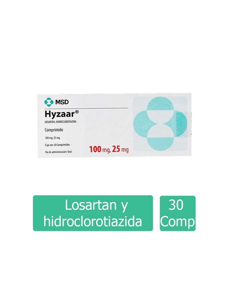 Hyzaar 100/25 Mg 30 Comprimidos 