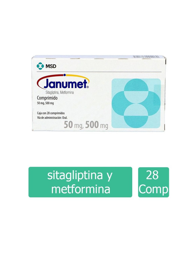 Janumet 50/500 Mg Recubiertos 28 Comprimidos 