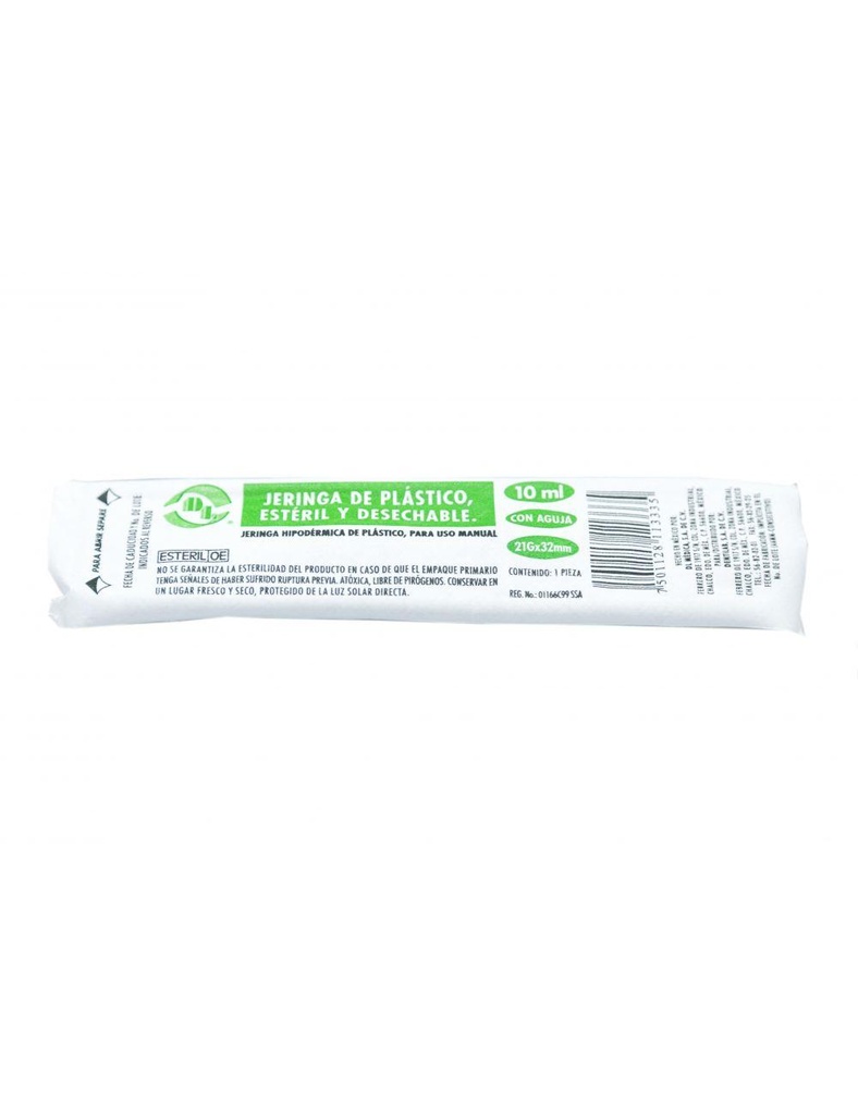 Jeringa Desechable Dl 10 Ml 21 G X 32 Mm 
