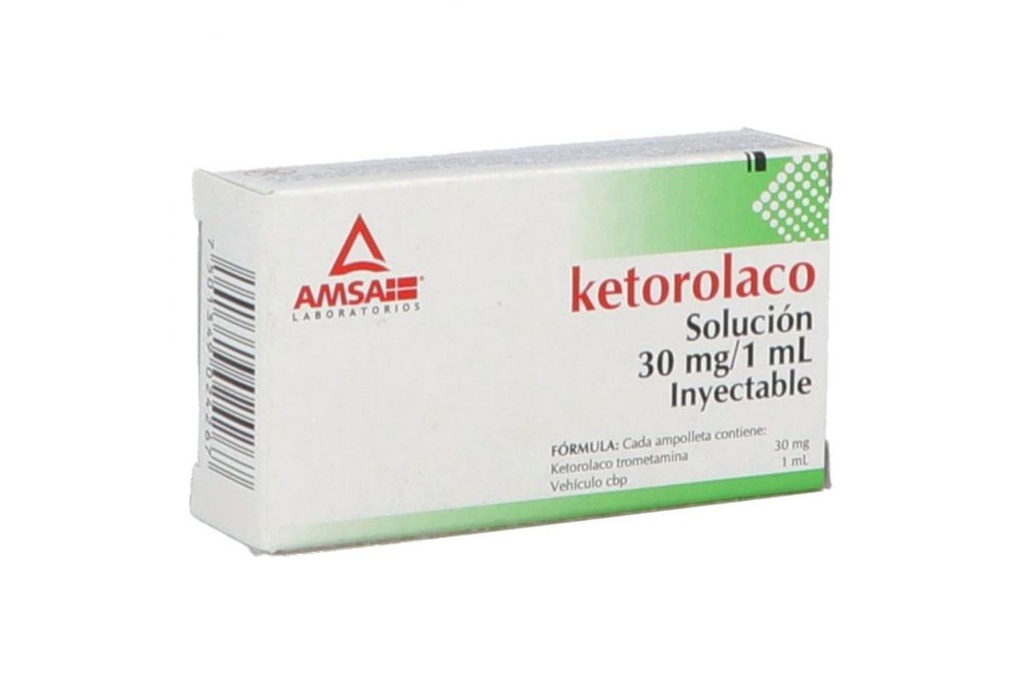 Ketorolaco 30 Mg Solución Inyectable 1 Ml Genérico Amsa 
