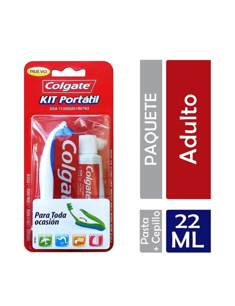 Kit Portátil Colgate Cepillo + Crema Dental + Estuche 