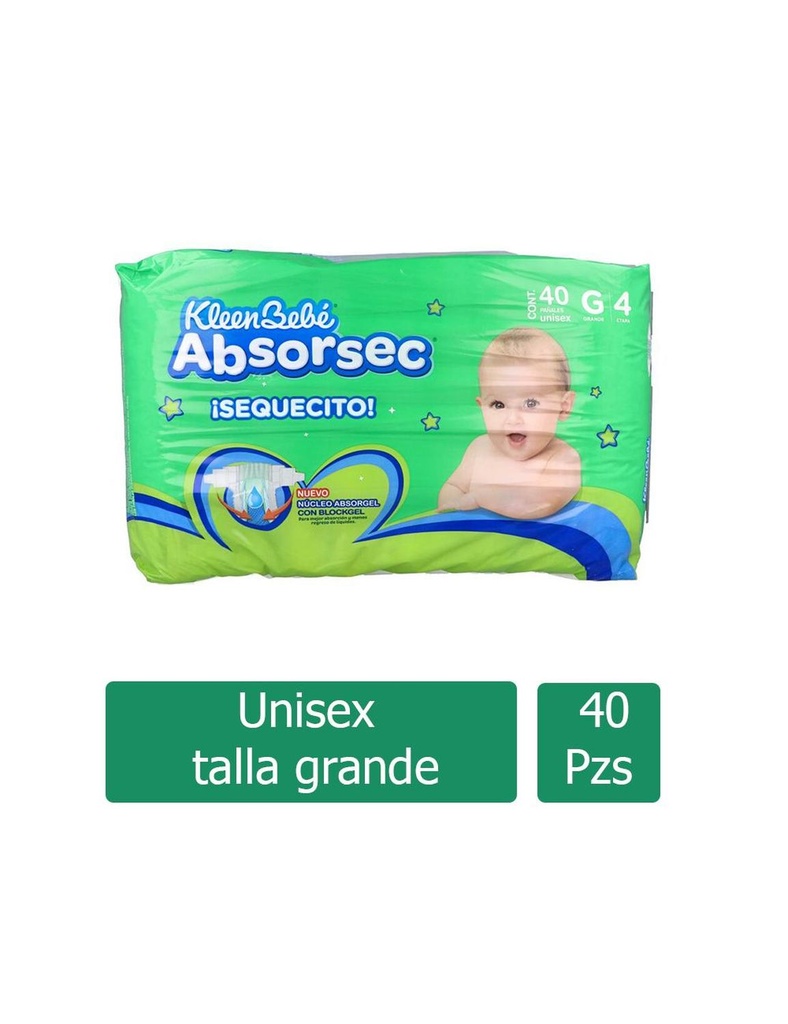 Pañal Kleen Bebé Absorsec Ultra Grande 40 Piezas 