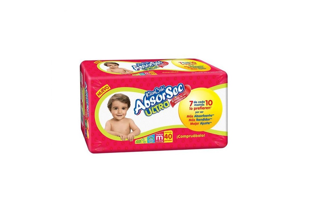 Pañal Kleen Bebé Absorsec Ultra Mediano 40 Piezas 