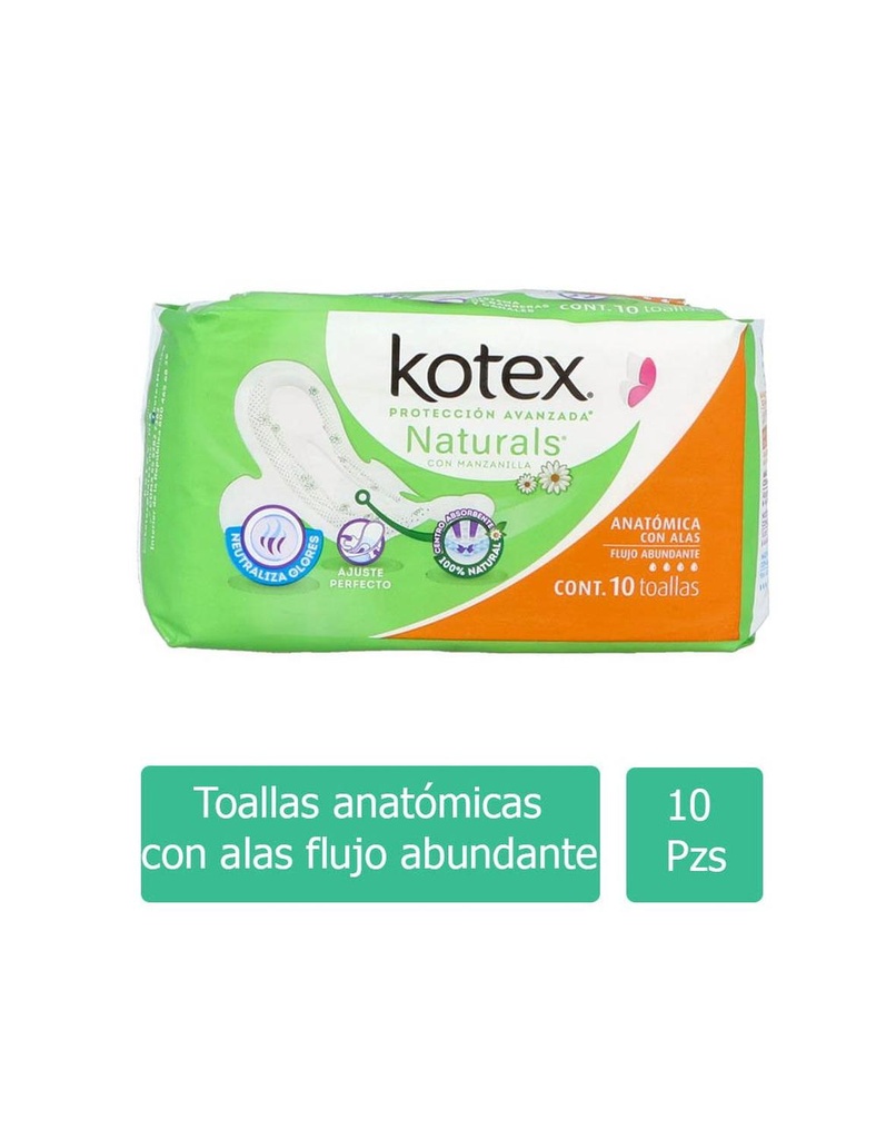 Toallas Sanitarias Kotex Manzanilla 10 Piezas 