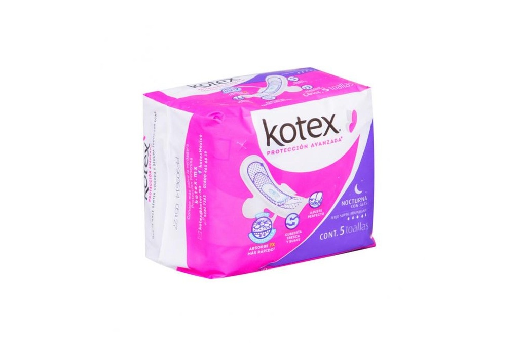 Toallas Sanitarias Kotex Natural Flex Nocturna 5 Piezas 