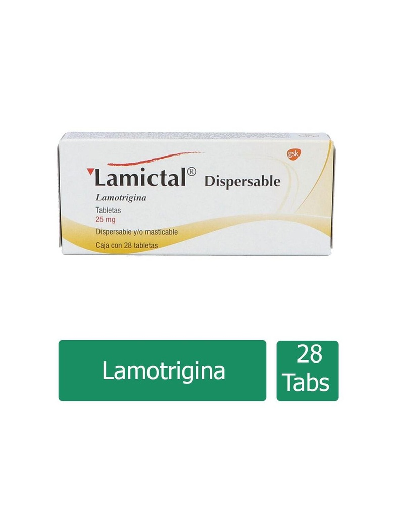 Lamictal 25 Mg Dispersable 28 Tabletas 