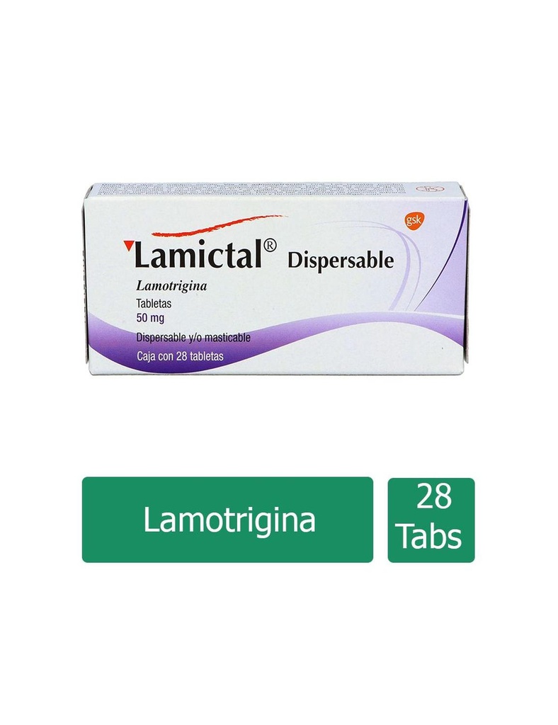 Lamictal 50 Mg Dispersable 28 Tabletas 