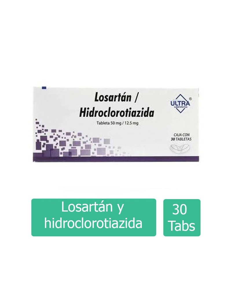 Losartán / Hidroclorotiazida 50 Mg / 12.5 Mg Caja Con 30 Tabletas