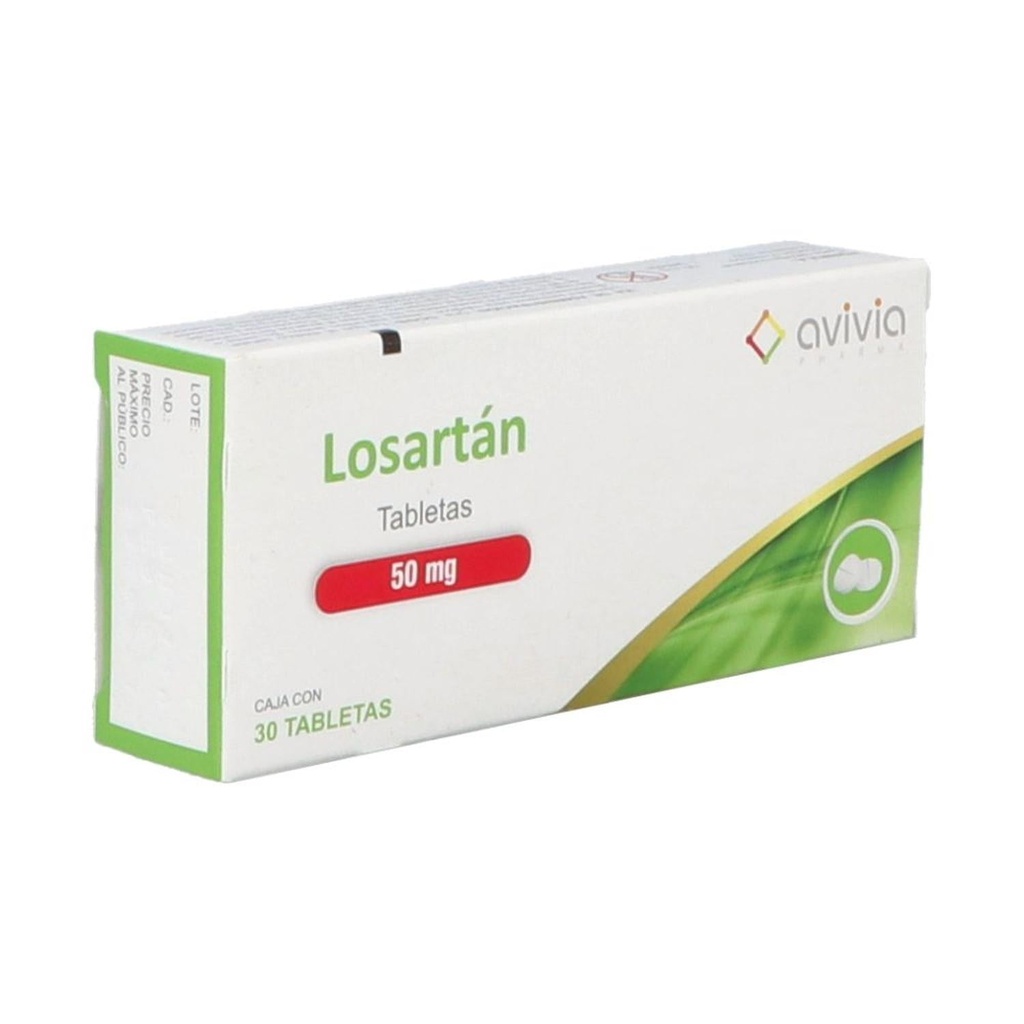 [7502216803923] Losartan 50 Mg 30 Tabletas Genérico Avivia 