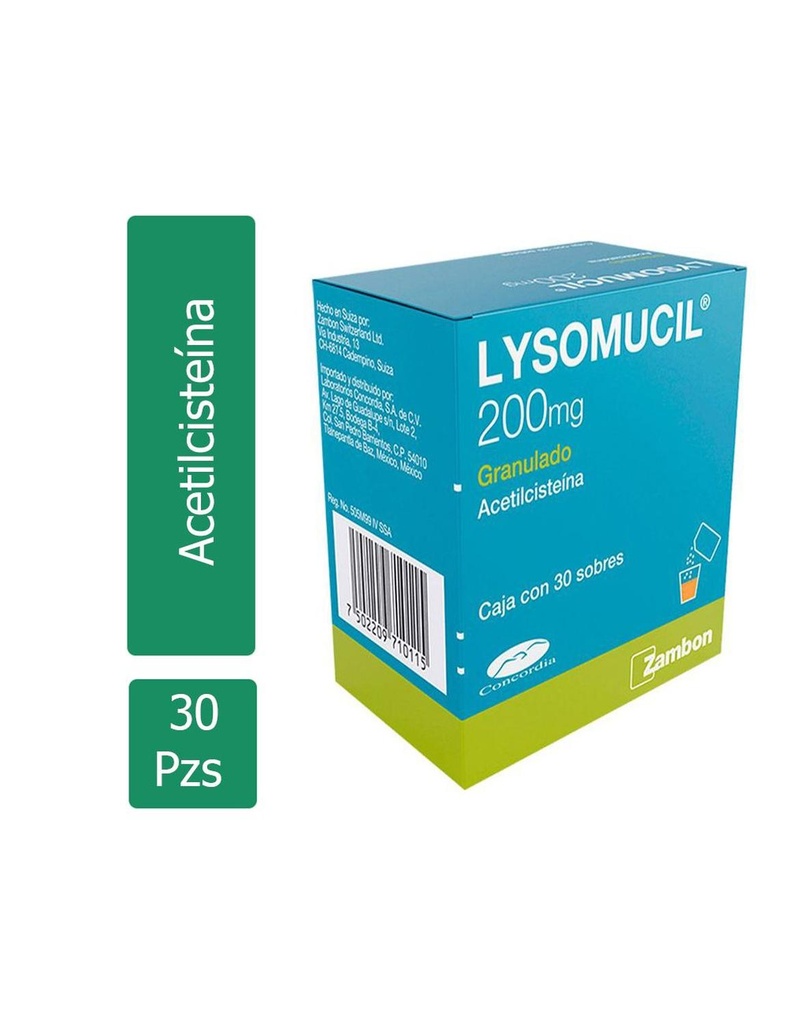 Lysomucil 200 Mg Polvo Efervescente 30 Sobres 