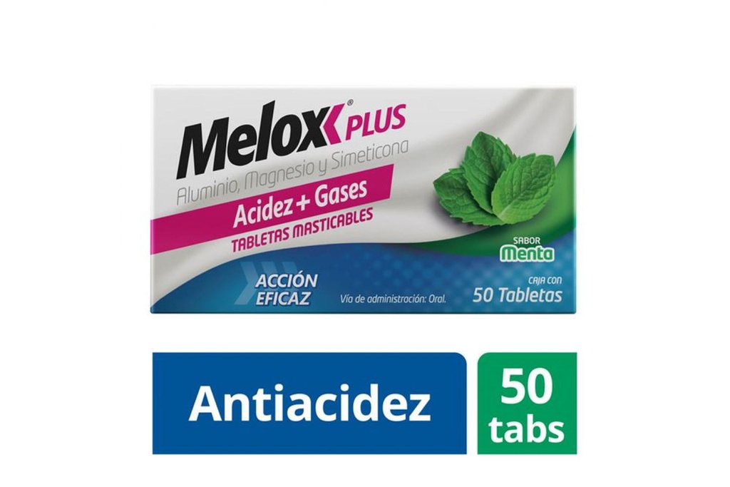 Melox Plus Menta 50 Tabletas 