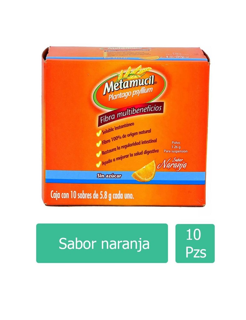 Metamucil Fibra Natural Naranja 10 Sobres 