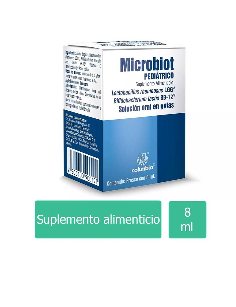 Microbiot Pediátrico Suplemento Alimenticio Frasco Gotas 8 Ml 