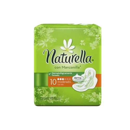 Toallas Sanitarias Naturella Flujo Moderado Sin Alas 10 Piezas 