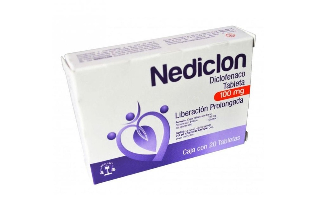 [7501537102845] Nediclon Diclofenaco Liberación Prolongada 100 Mg 20 Tabletas Genérico Bruluart 