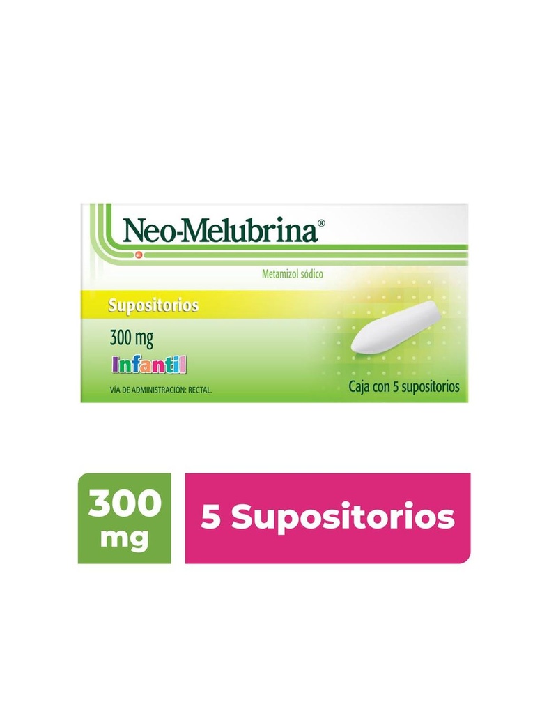 Neo-Melubrina Infantil 300 G, 5 Supositorios 