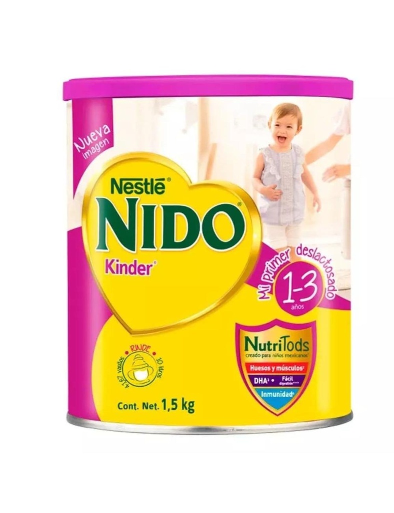 Alimento Niños Nido Kinder Deslactosado 1-3 Años 1.5 kg 