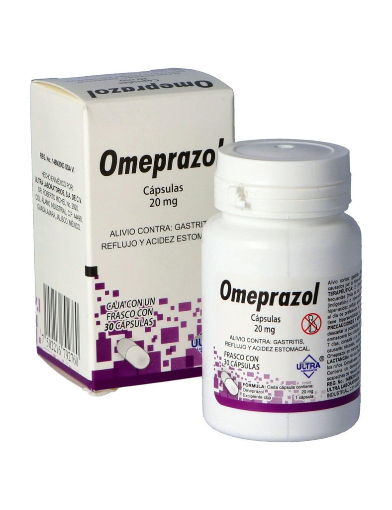 Omeprazol 20 Mg Caja Con Frasco Con 30 Cápsulas