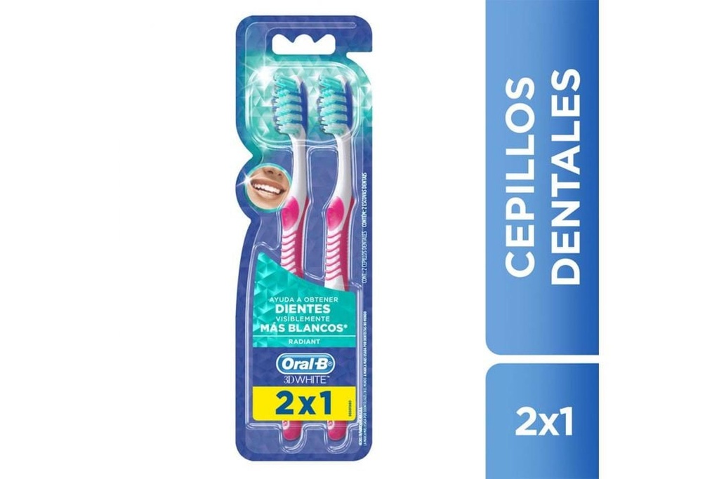 Cepillo Dental Oral B 3D White Radiant Advant Mediano 2X1 