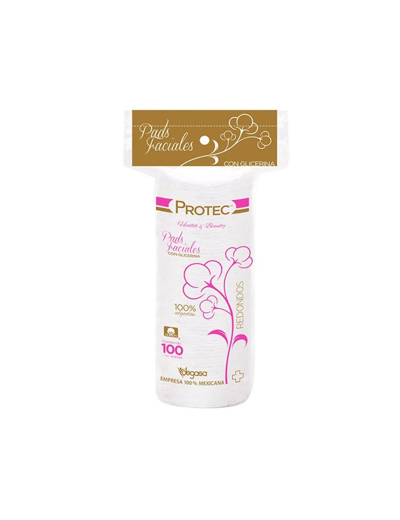 Desmaquillante Pads Protec Con Glicerina 100 Piezas 