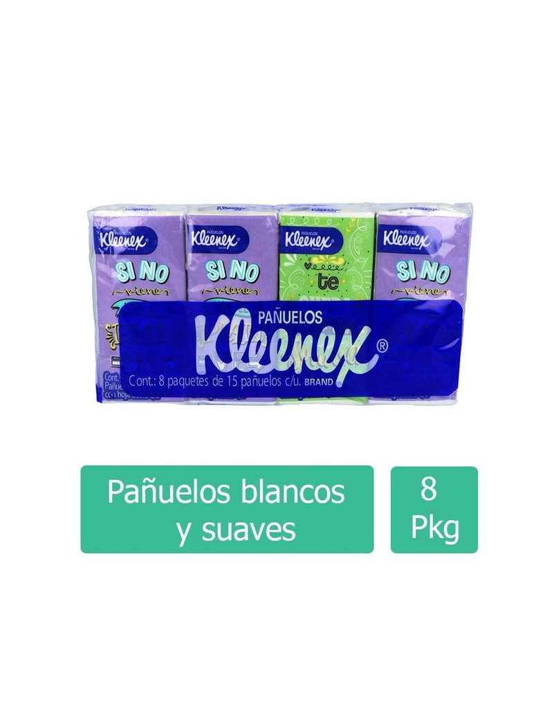 Pañuelos Desechables Kleenex Empaque Con 8 Paquetes Con 15 Pañuelos