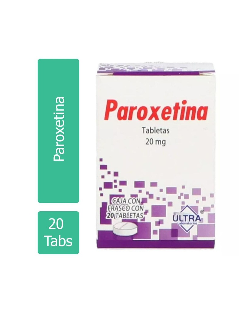 Paroxetina 20 Mg Frasco 20 Tabletas Genérico Ultra Lab 