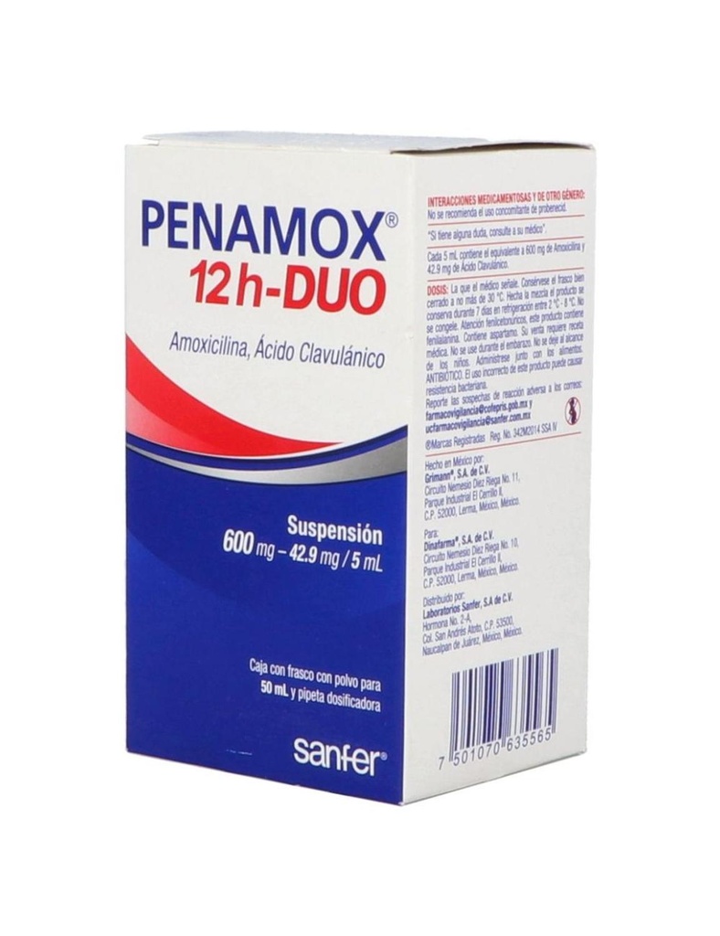 Penamox 12 H Dúo 600 Mg Suspensión 50 Ml 