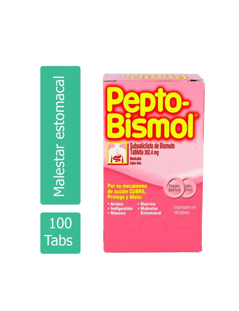 Pepto-Bismol Original 100 Tabletas Masticables 