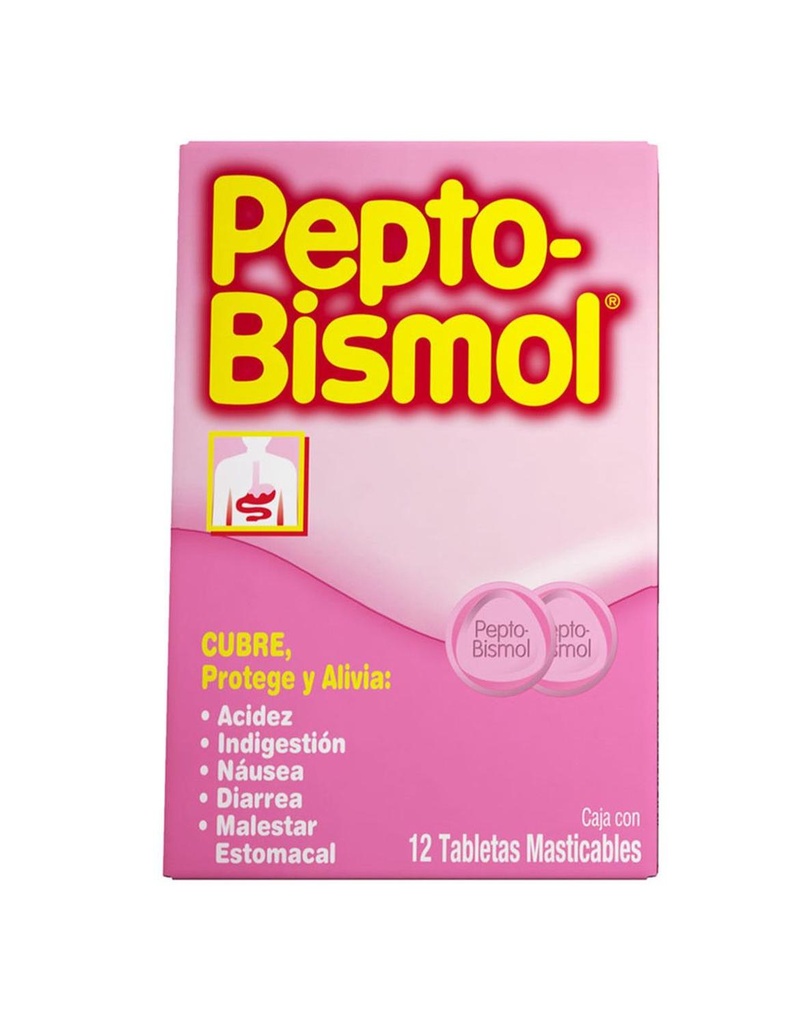 Pepto-Bismol Antiácido Original 12 Tabletas Masticables 