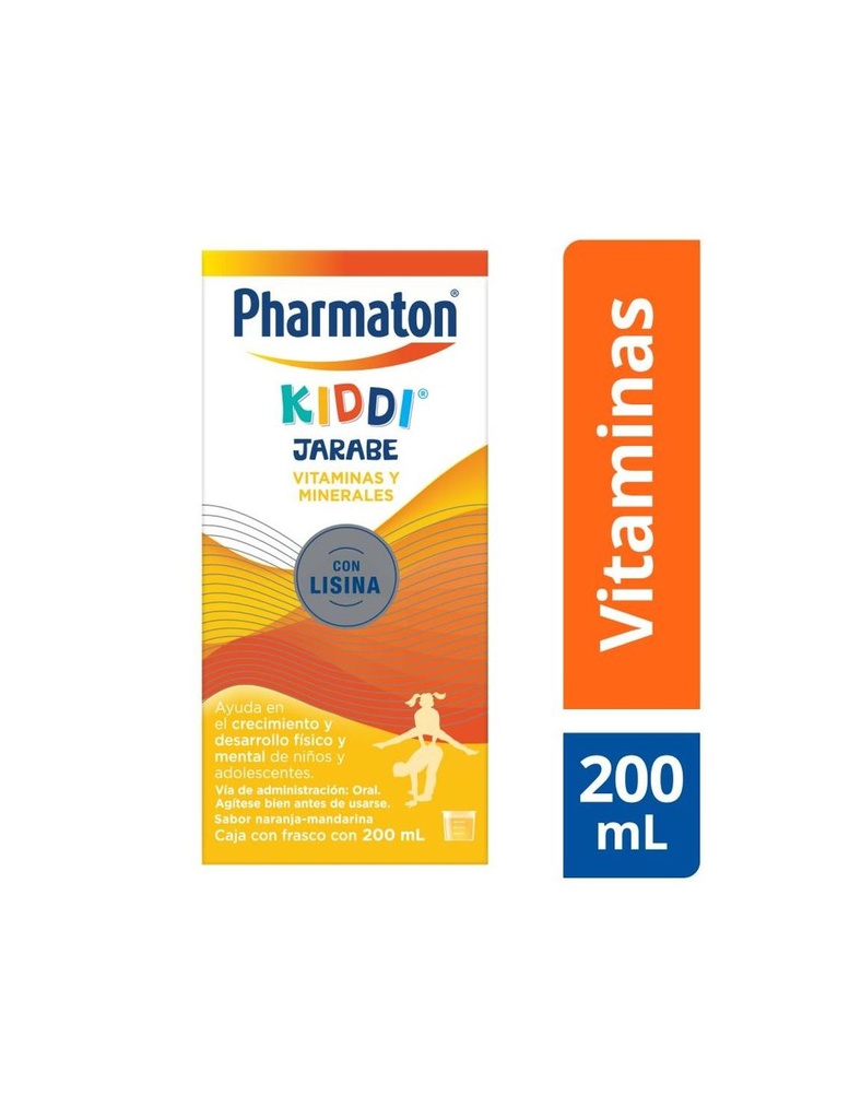 Pharmaton Kiddi Multivitamínico Para Niños Jarabe 200 Ml, Sabor Naranja-Mandarina. 