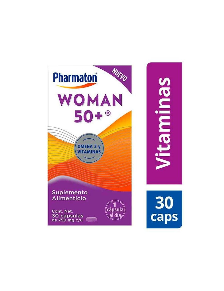 Pharmaton Woman 50+  Suplemento Alimenticio Para Mujer. 30 Cápsulas 750Mg 