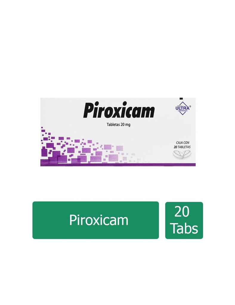 Piroxicam 20 Mg 20 Tabletas Genérico Ultra Lab 