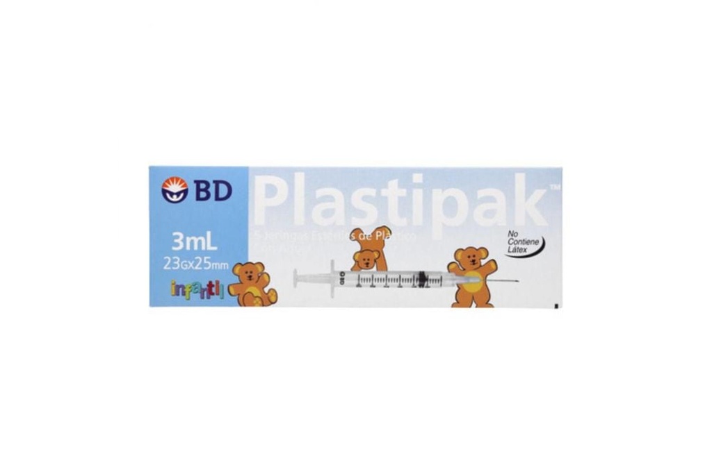 Jeringa Desechable BD 3 Ml 23 G X 32 Mm 5 Piezas 