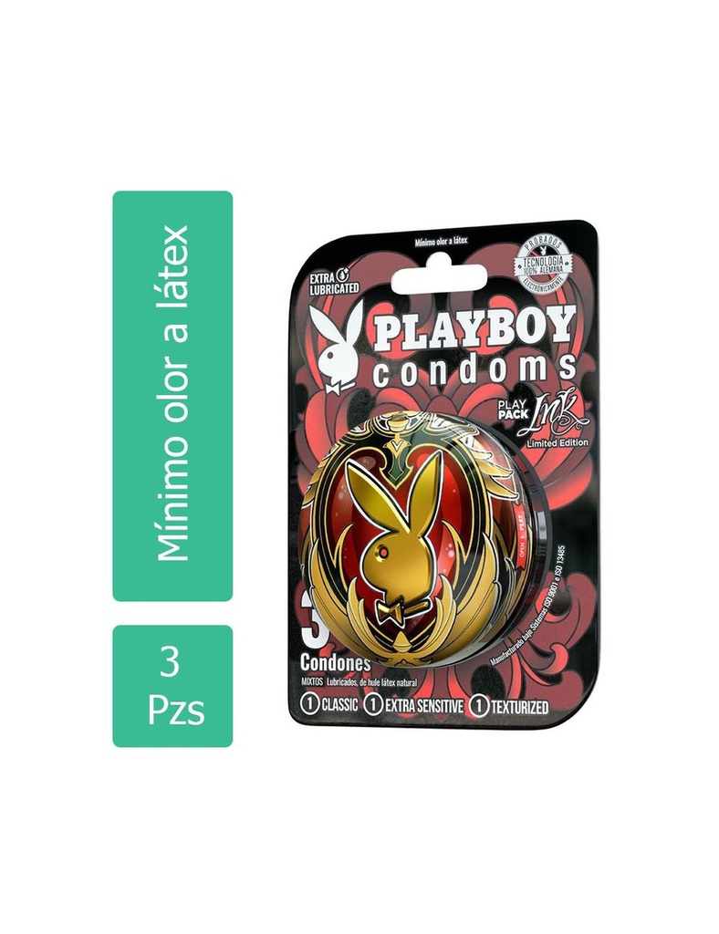 Playboy Condoms Play Pack Condones Empaque Con 3 Unidades