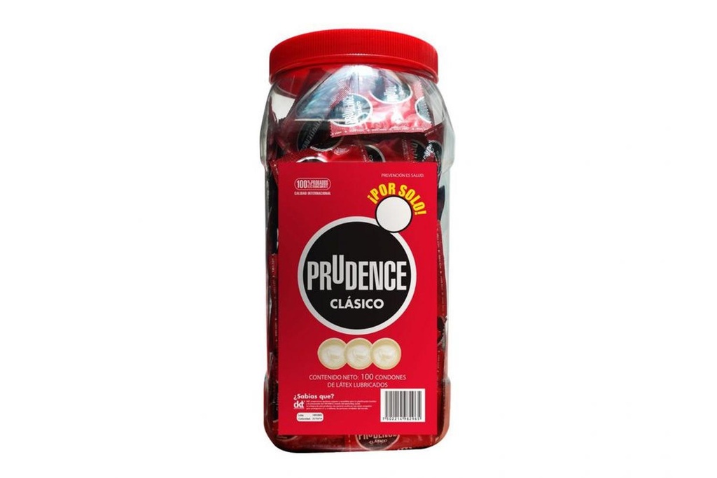 Preservativo Prudence Clásico Vitrolero 100 Condones 