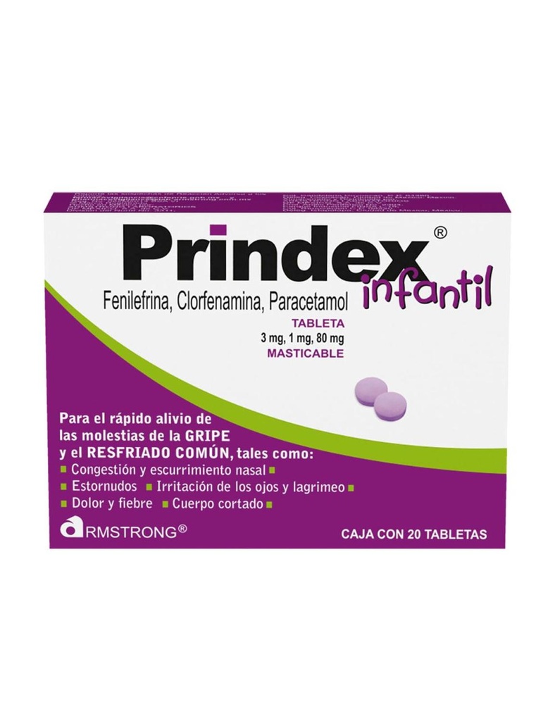 Prindex Infantil 3 / 1 / 80 Mg 20 Tabletas 