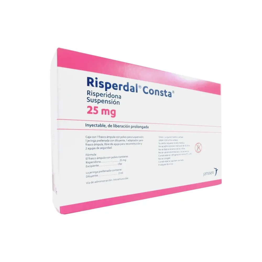 Risperdal 25 Mg Solución Inyectable Con Aguja Frasco Ámpula 